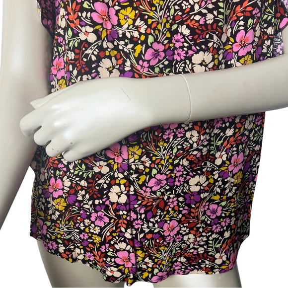 Democracy/ Wit & Wisdom Purple Floral Flutter short sleeve Top - Picture 4 of 12